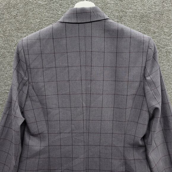 Calvin Klein Blazer Jacket Women's 4 Gray Woven Window Pane One Button NWOT - Picture 5 of 12